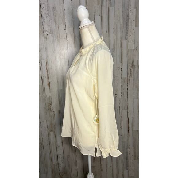 NWT Spartina 449 Women's Ivory Ruffle Neck Long Sleeve Blouse‎ Size Small Casual - Picture 5 of 6